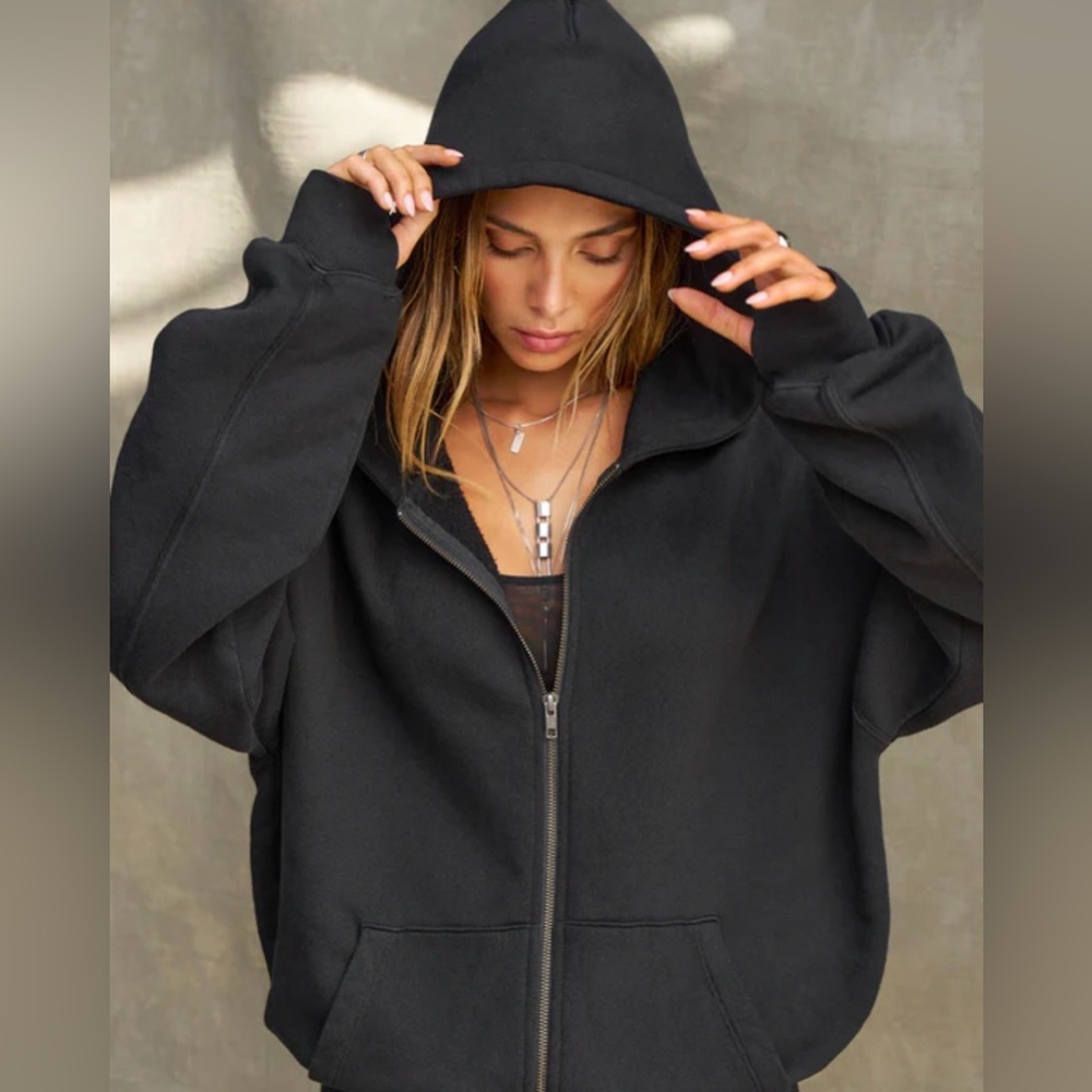 Joah Brown Black Zip-Up Hoodie S/M NWT